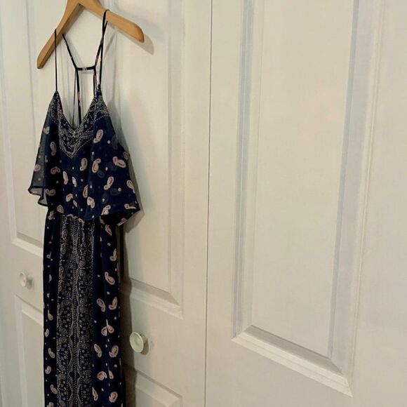 Princess Vera Wang Blue Pink Paisley Print Sleeveless Maxi Dress Medium - Picture 5 of 11